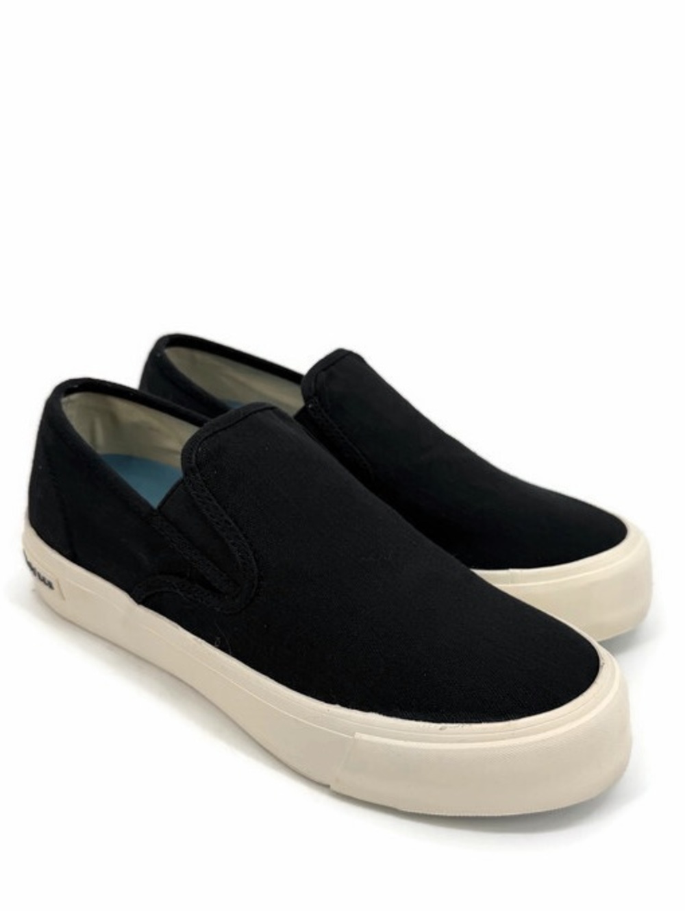 SeaVees Baja Slip On Platform Sneakers Black Herringbone Twill Size 9 New!
